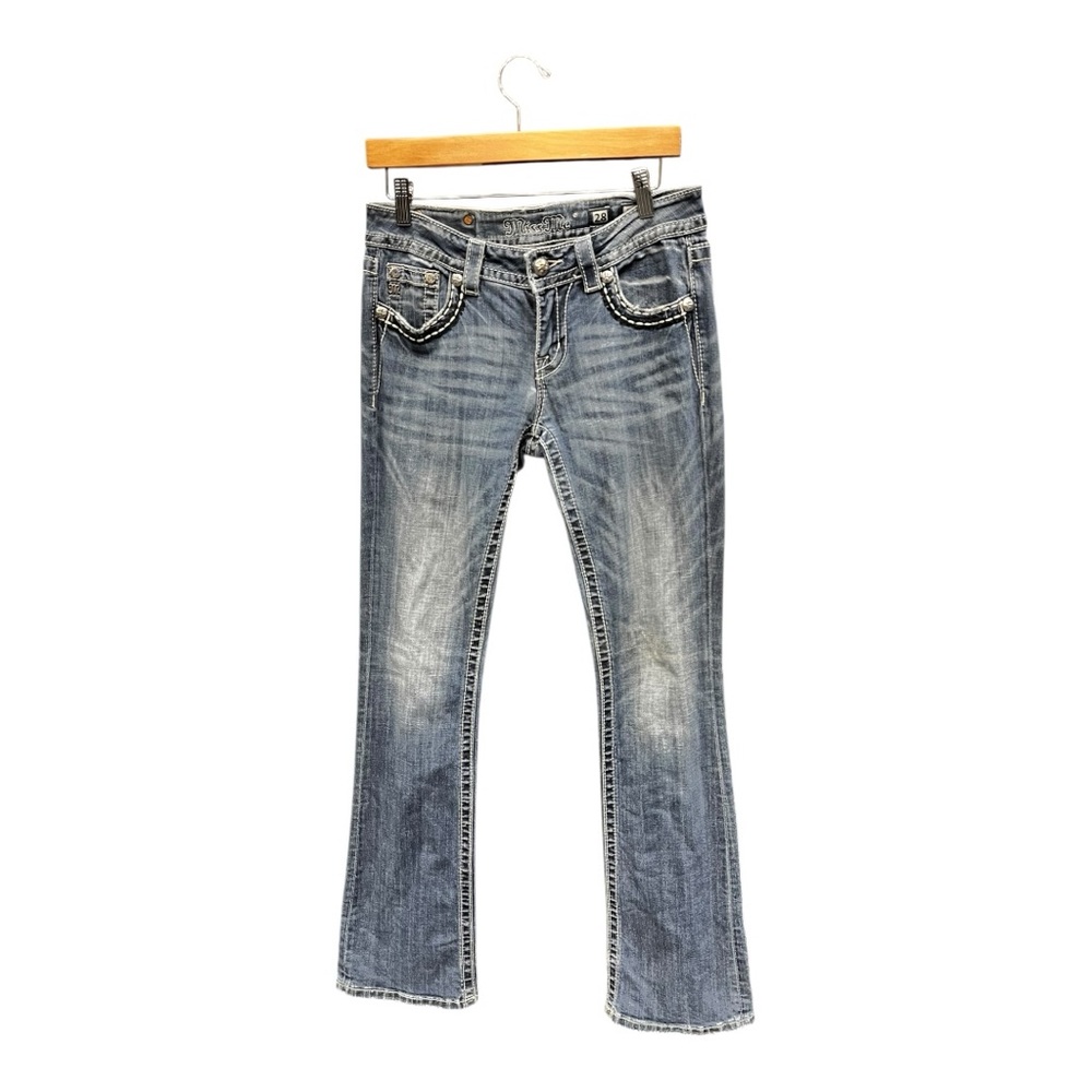 Miss Me | JP7087B Signature Boot Cut Denim Bling Embellished Jeans 28